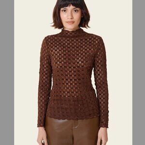 Find Me Now Harmony Checkered Mesh Top NWOT